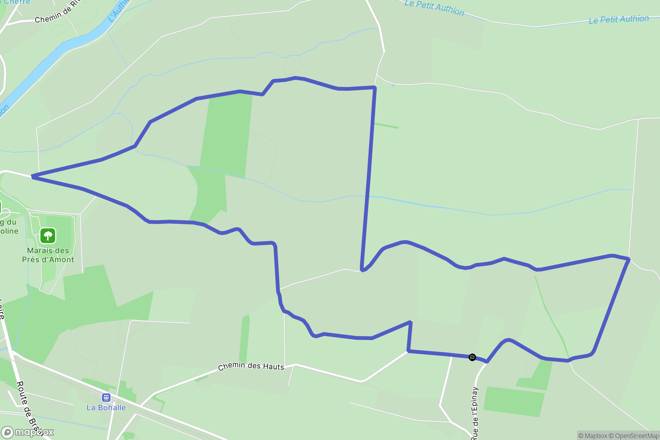 Loire-Authion : carte du parcours de randonnée - France