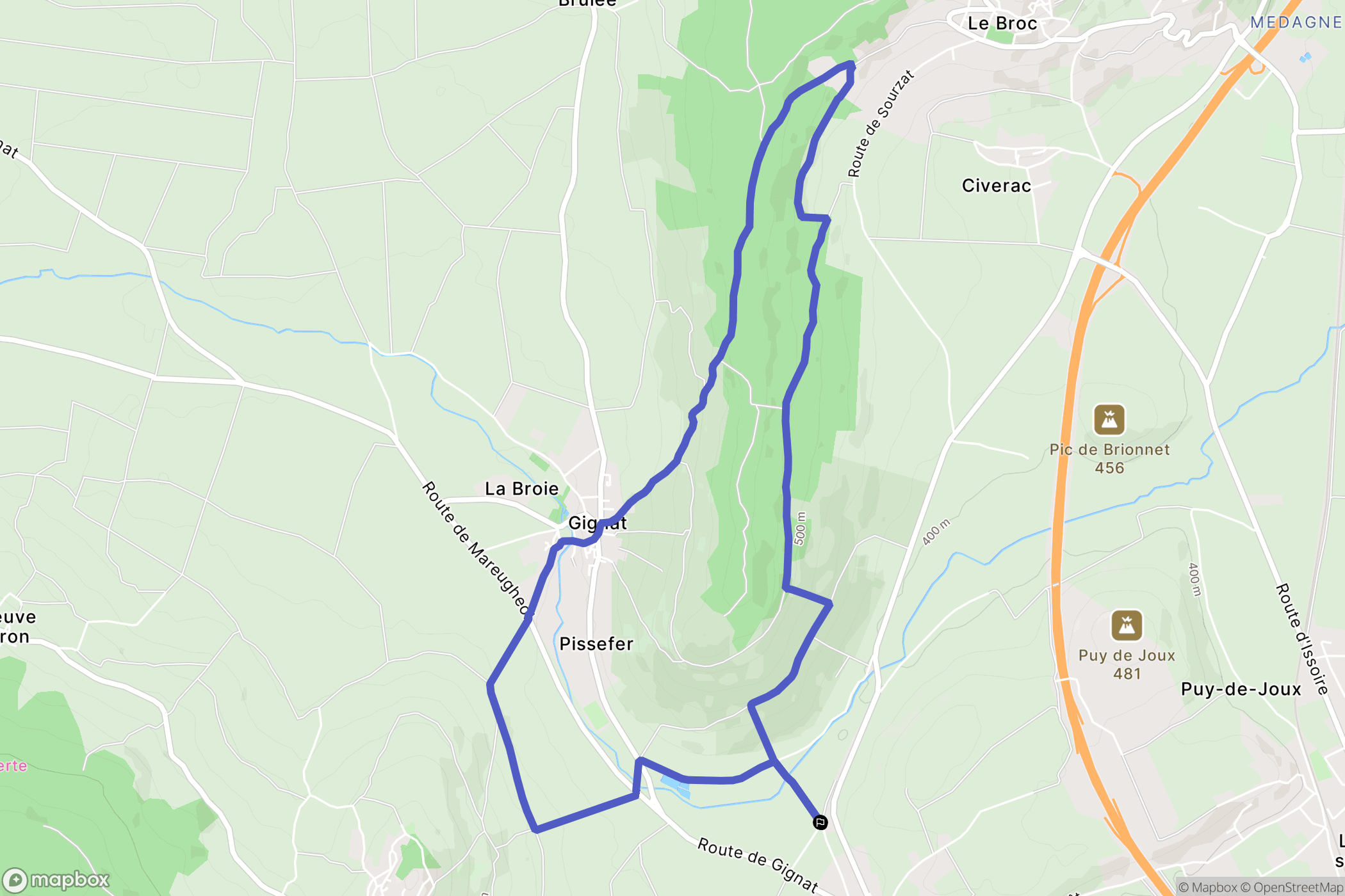 Saint-Germain-Lembron : carte du parcours de randonnée - France
