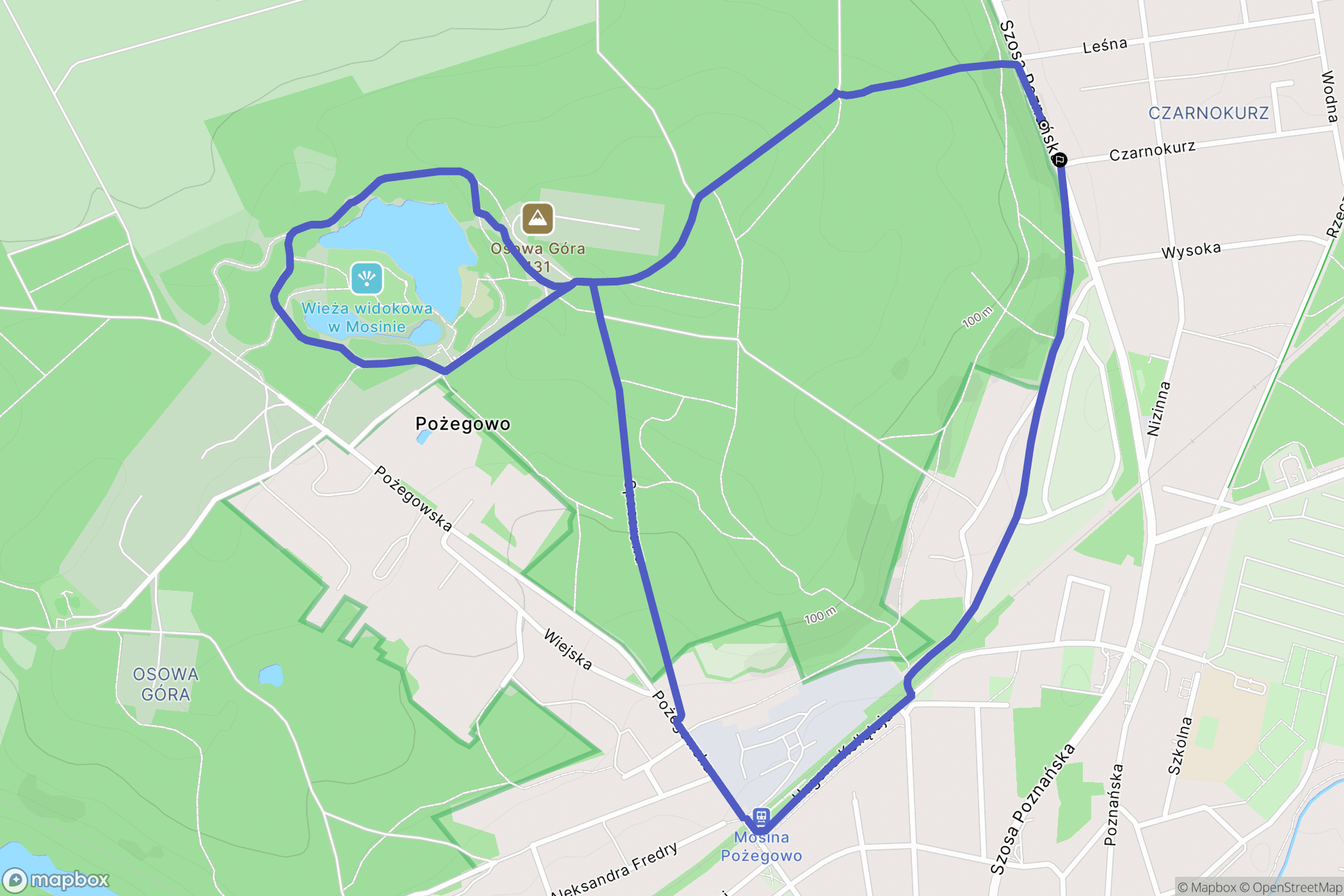Mosina: mapa trasy - Poland