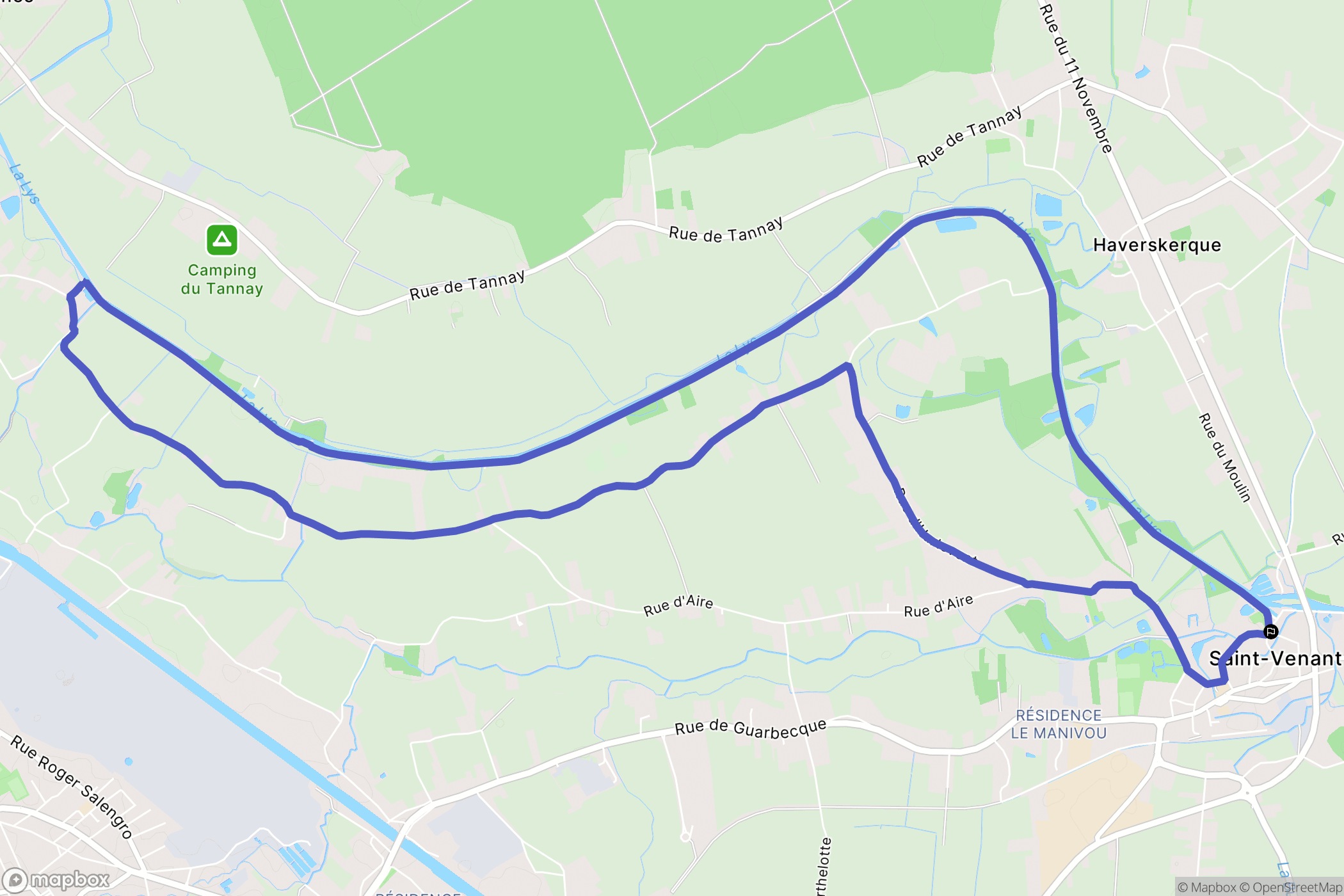 Saint-Venant : carte du parcours de randonnée - France