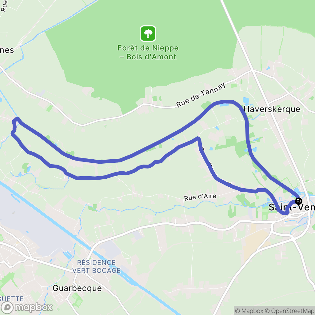 Saint-Venant : carte du parcours de randonnée - France