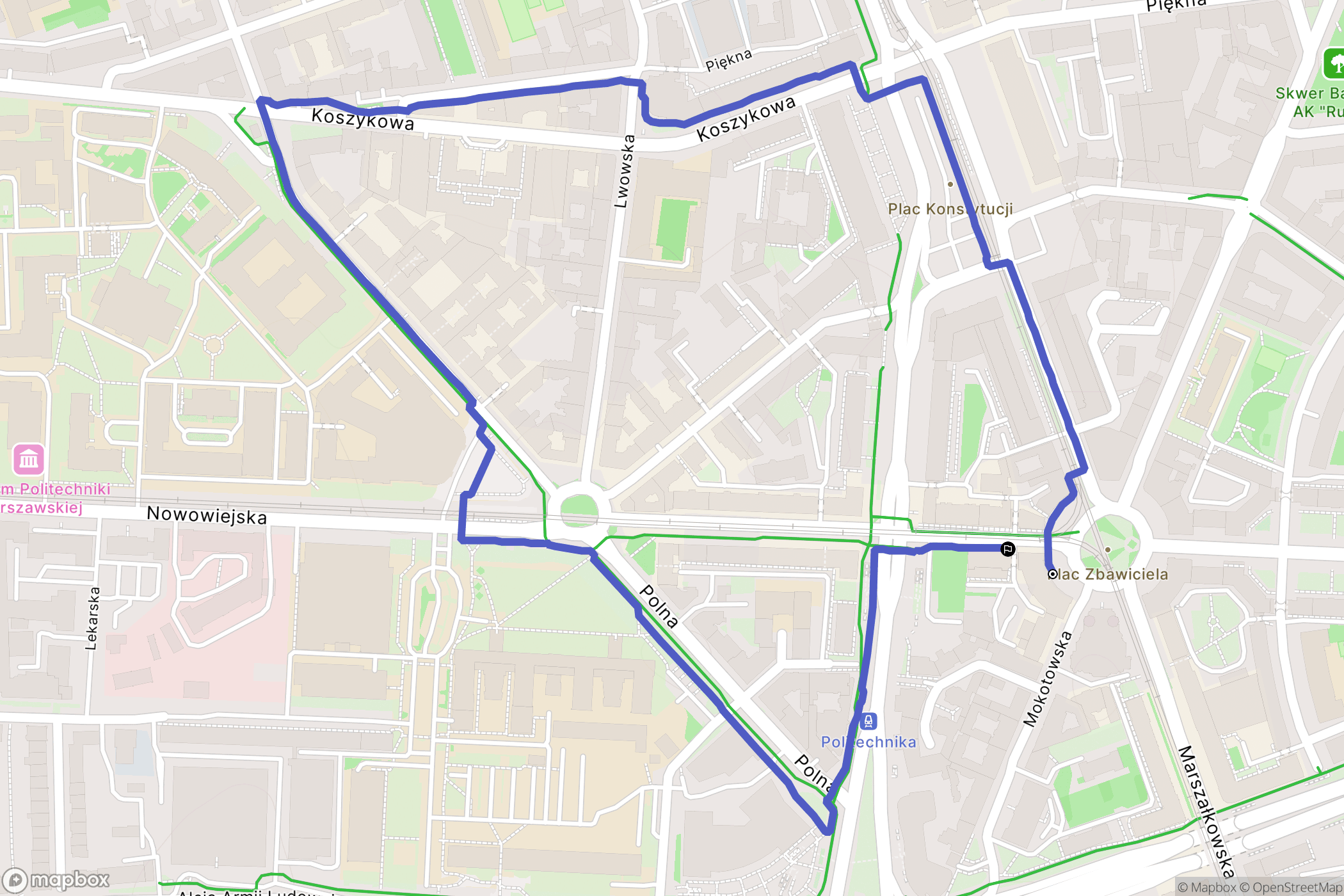 Warszawa: mapa trasy - Poland