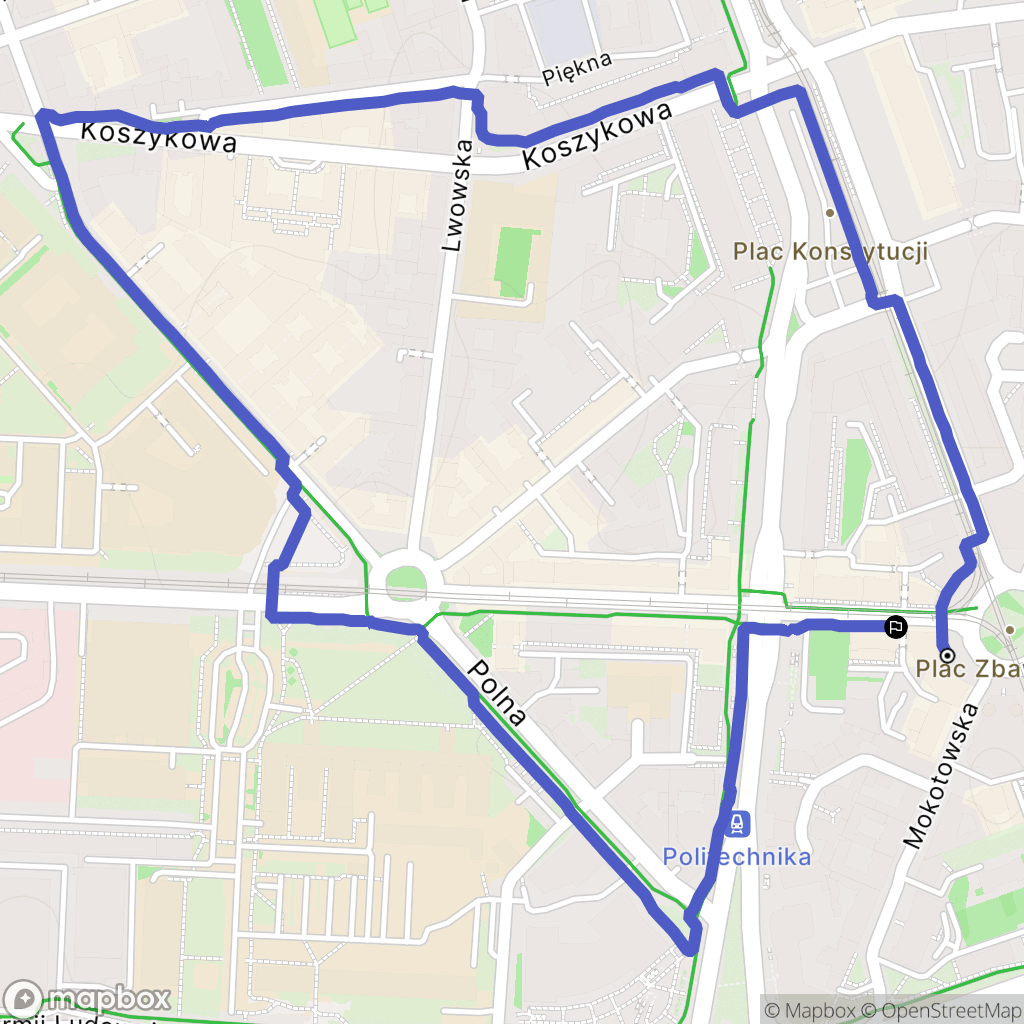 Warszawa: mapa trasy - Poland