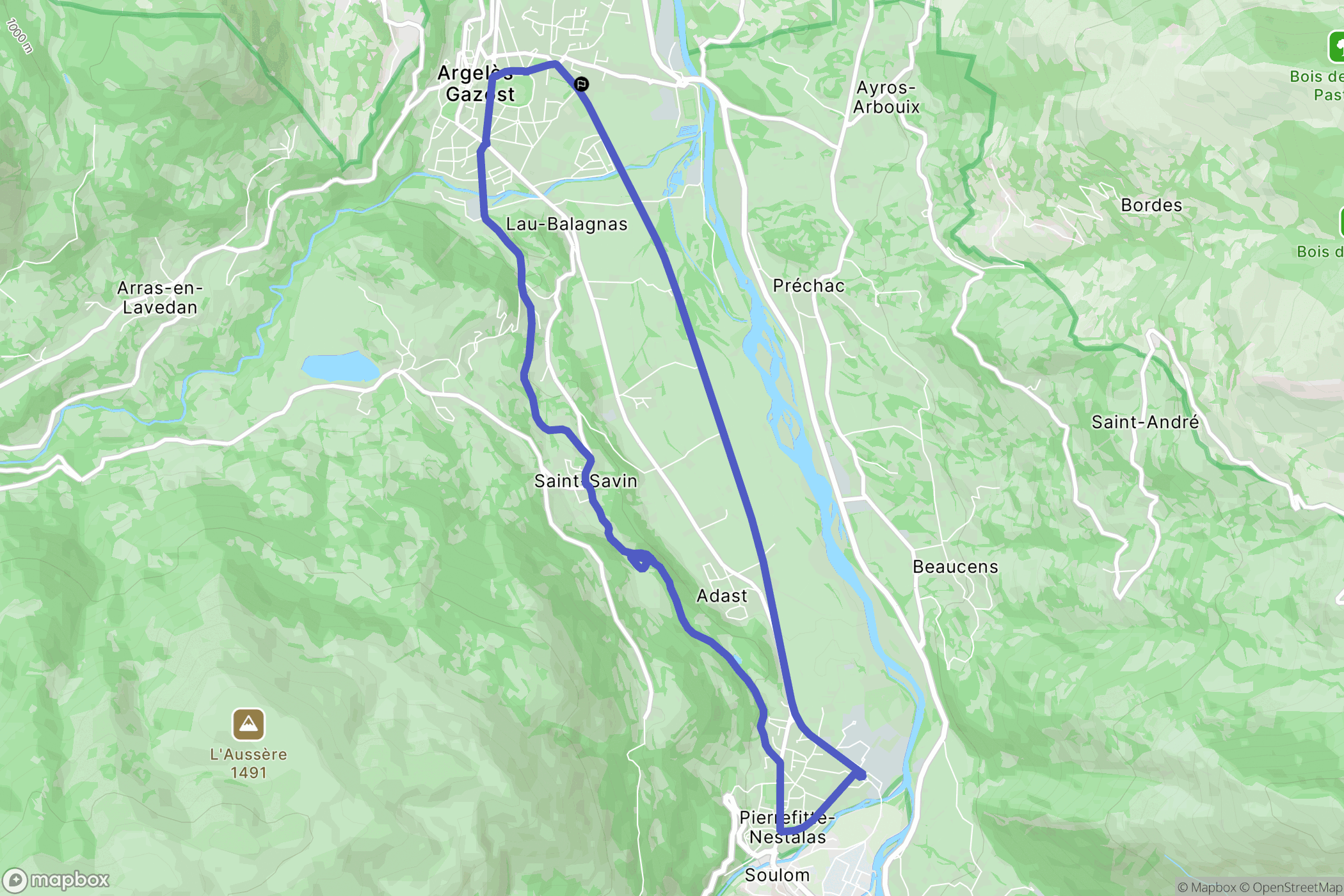 Argelès-Gazost : carte du parcours de randonnée - France