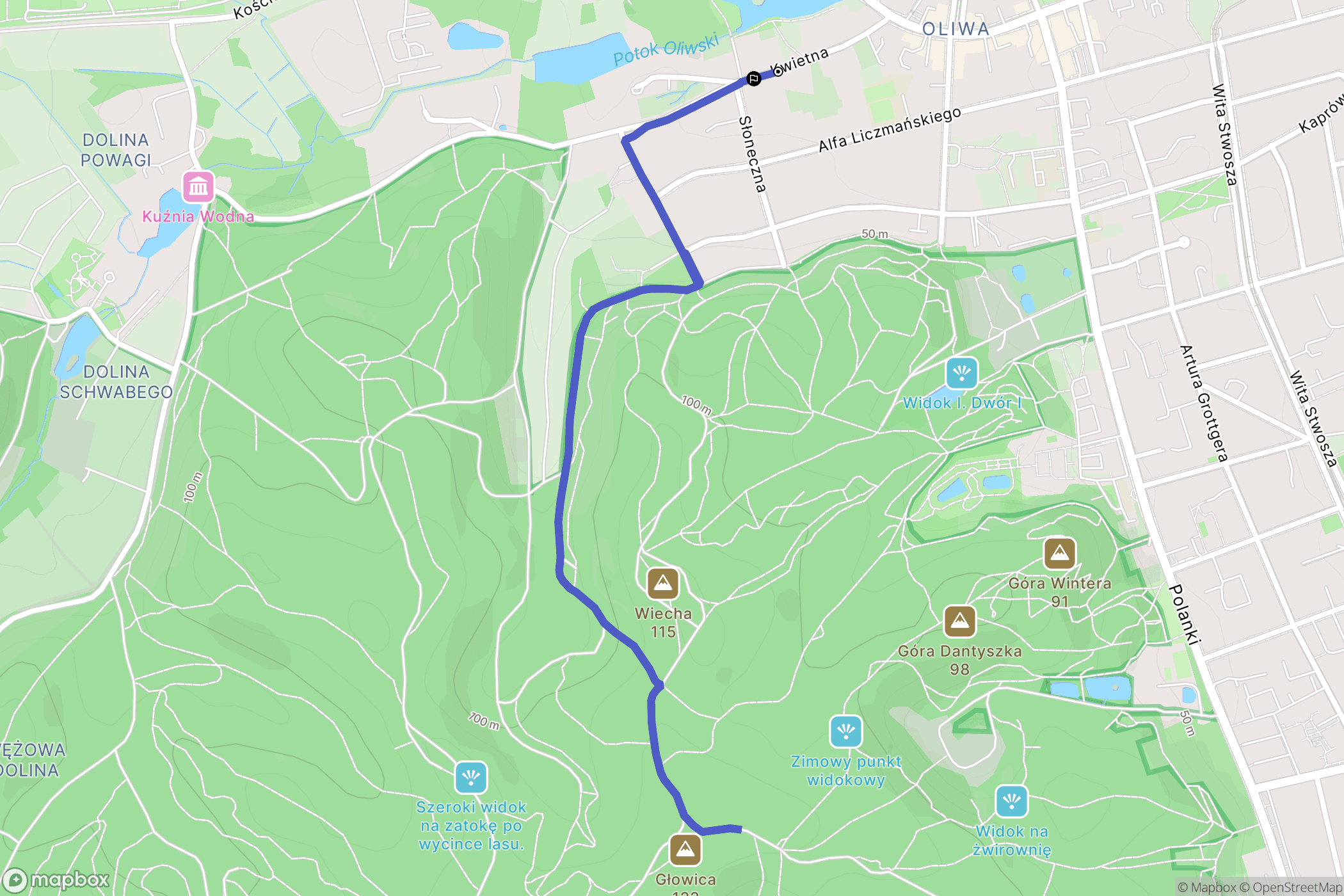Gdańsk: mapa trasy - Poland