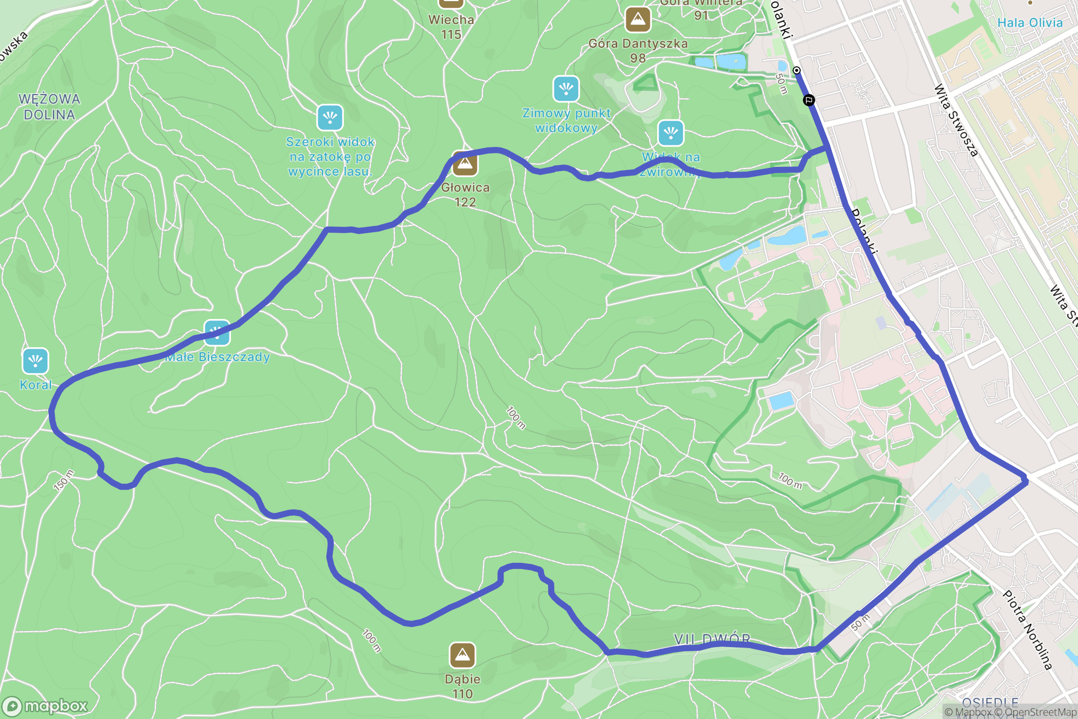 Gdańsk: mapa trasy - Poland