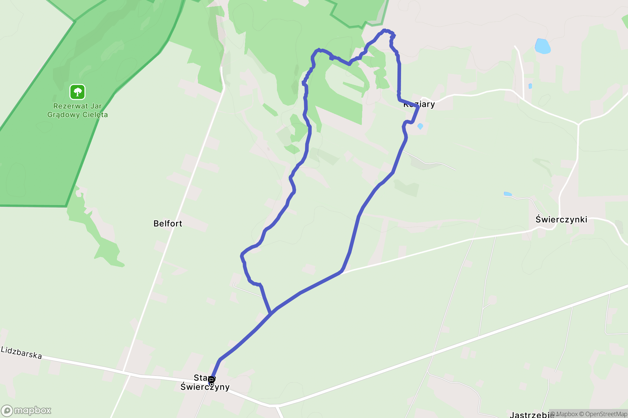 Stare Świerczyny: mapa trasy - Poland