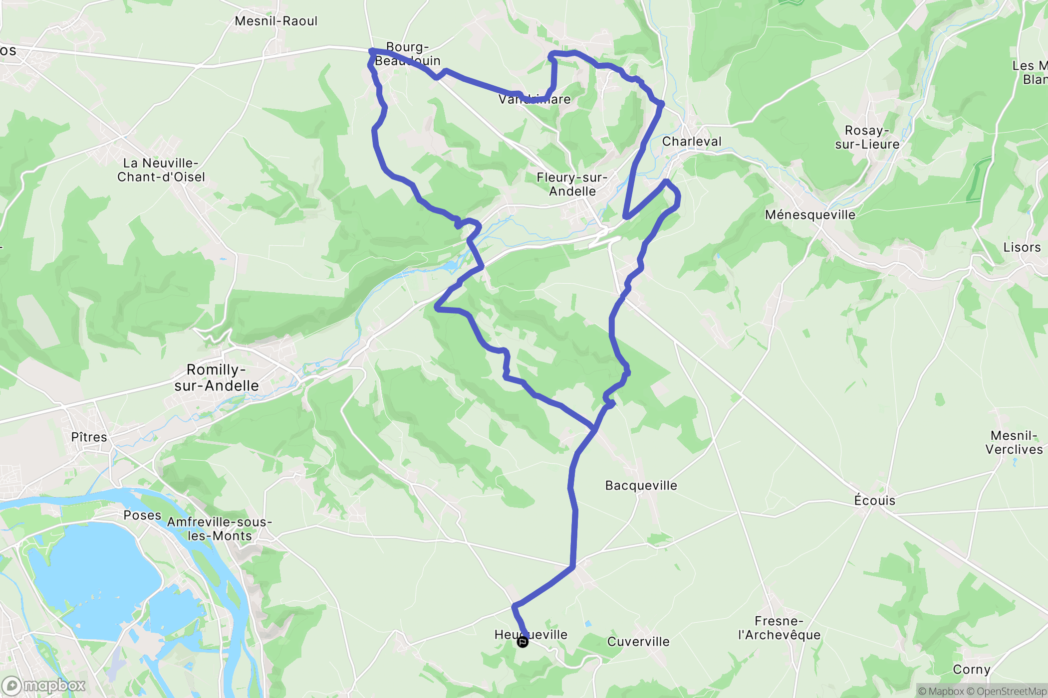 Heuqueville : carte du parcours de randonnée - France