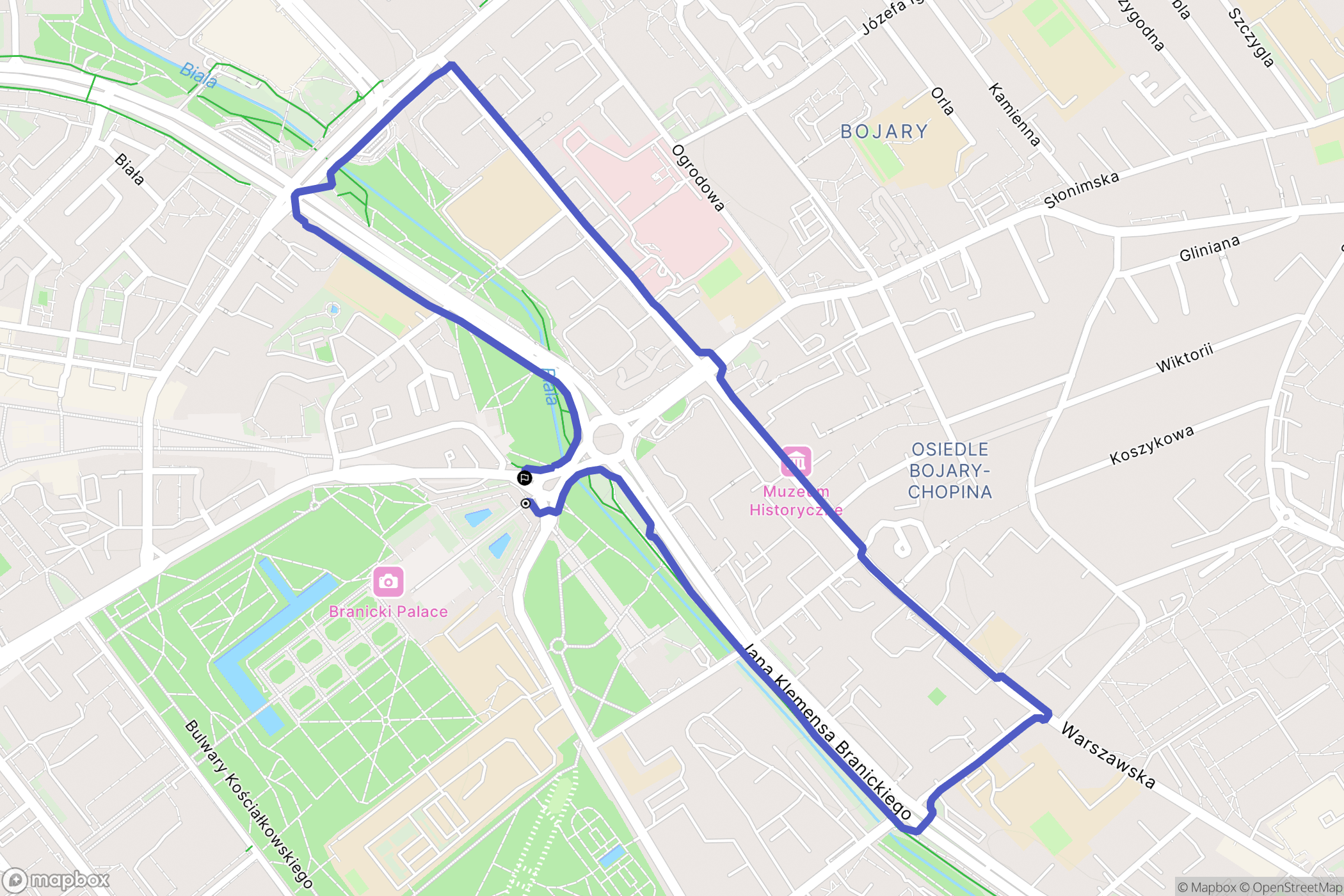 Białystok: mapa trasy - Poland