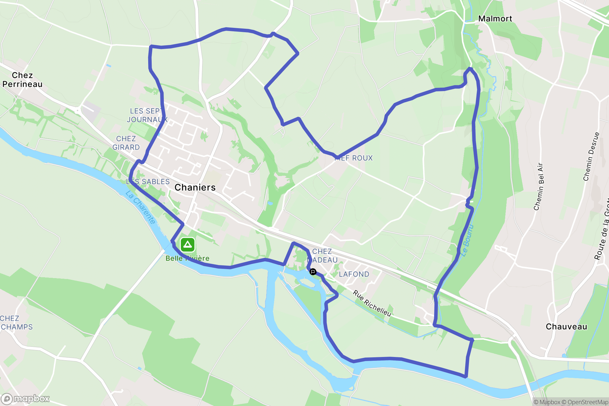 Chaniers : carte du parcours de randonnée - France