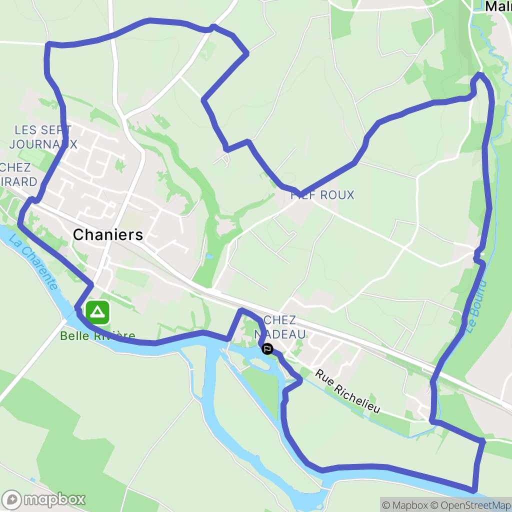Chaniers : carte du parcours de randonnée - France
