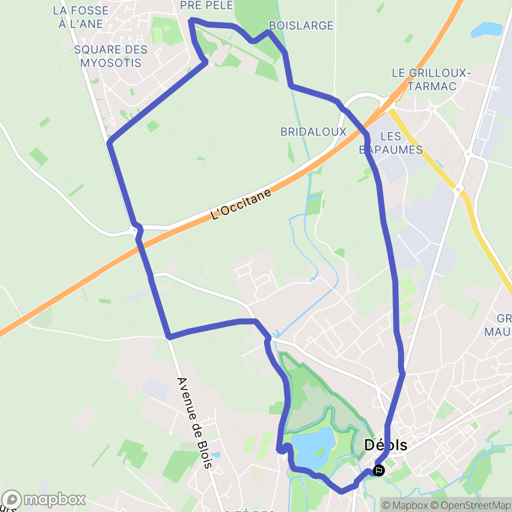 Déols : carte du parcours de randonnée - France