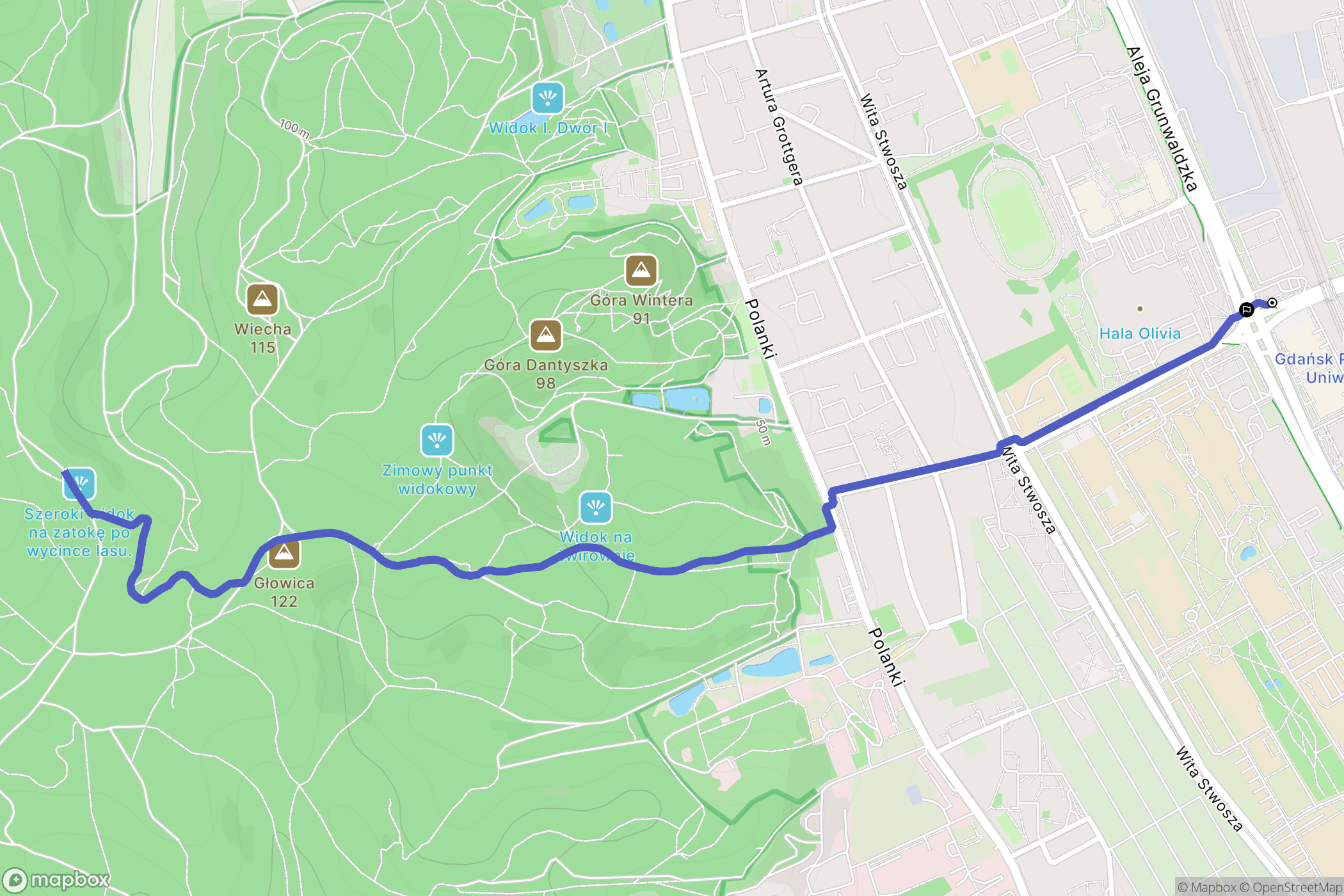 Gdańsk: mapa trasy - Poland