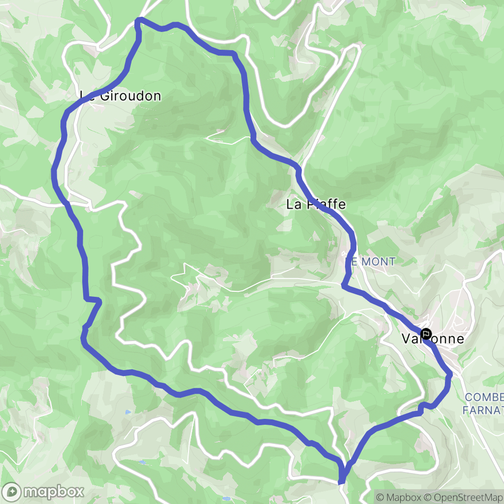 Valsonne : carte du parcours de randonnée - France