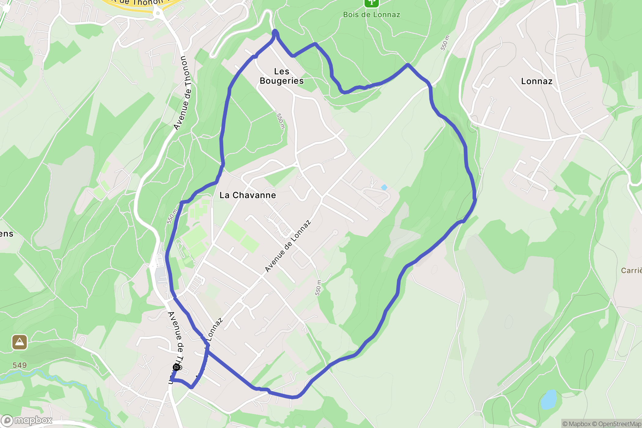 Allinges : carte du parcours de randonnée - France