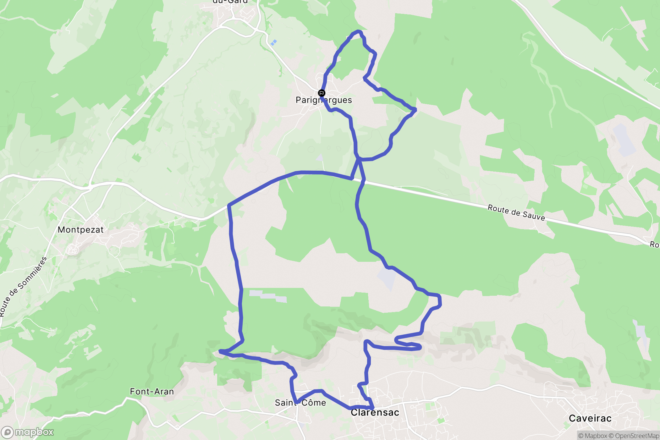 Parignargues : carte du parcours de randonnée - France