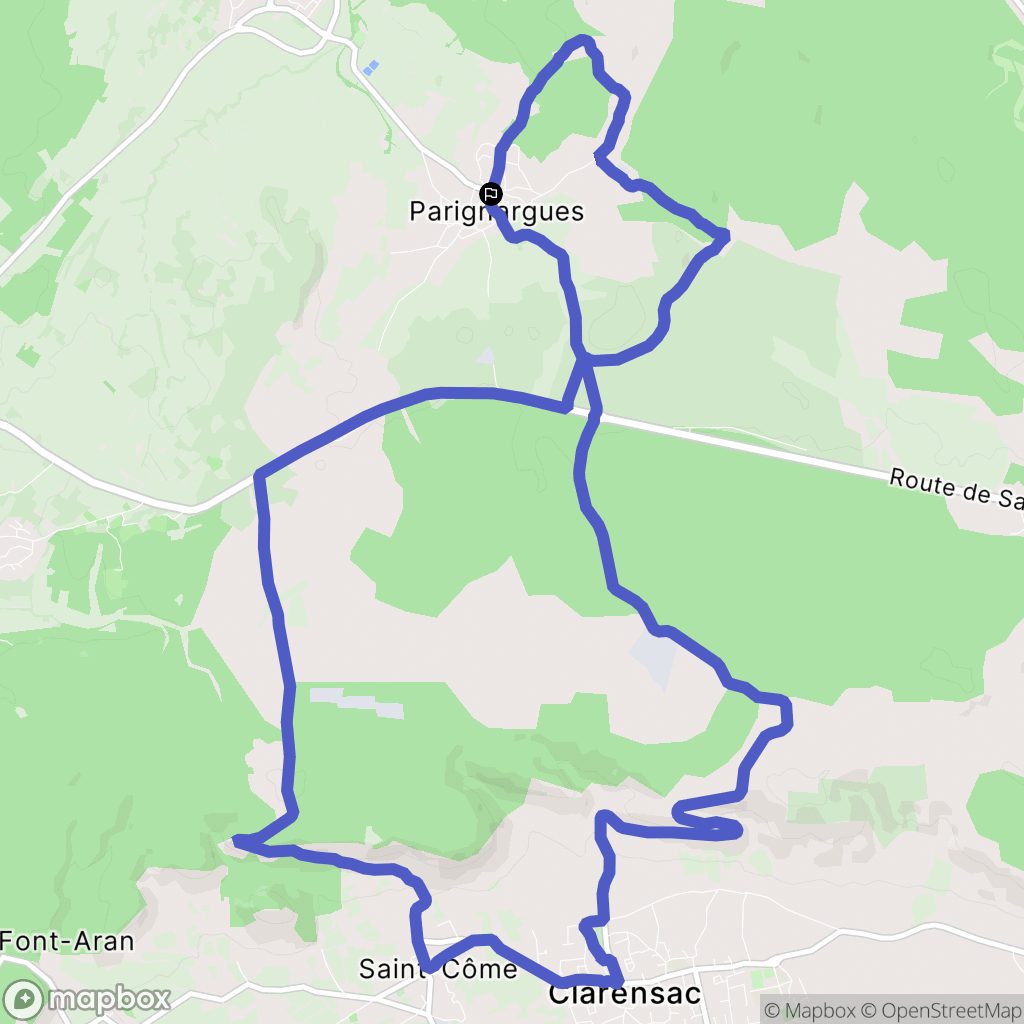 Parignargues : carte du parcours de randonnée - France