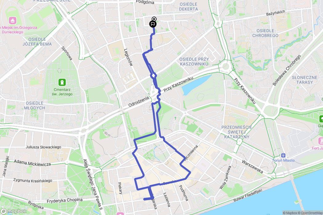 Toruń: mapa trasy - Poland