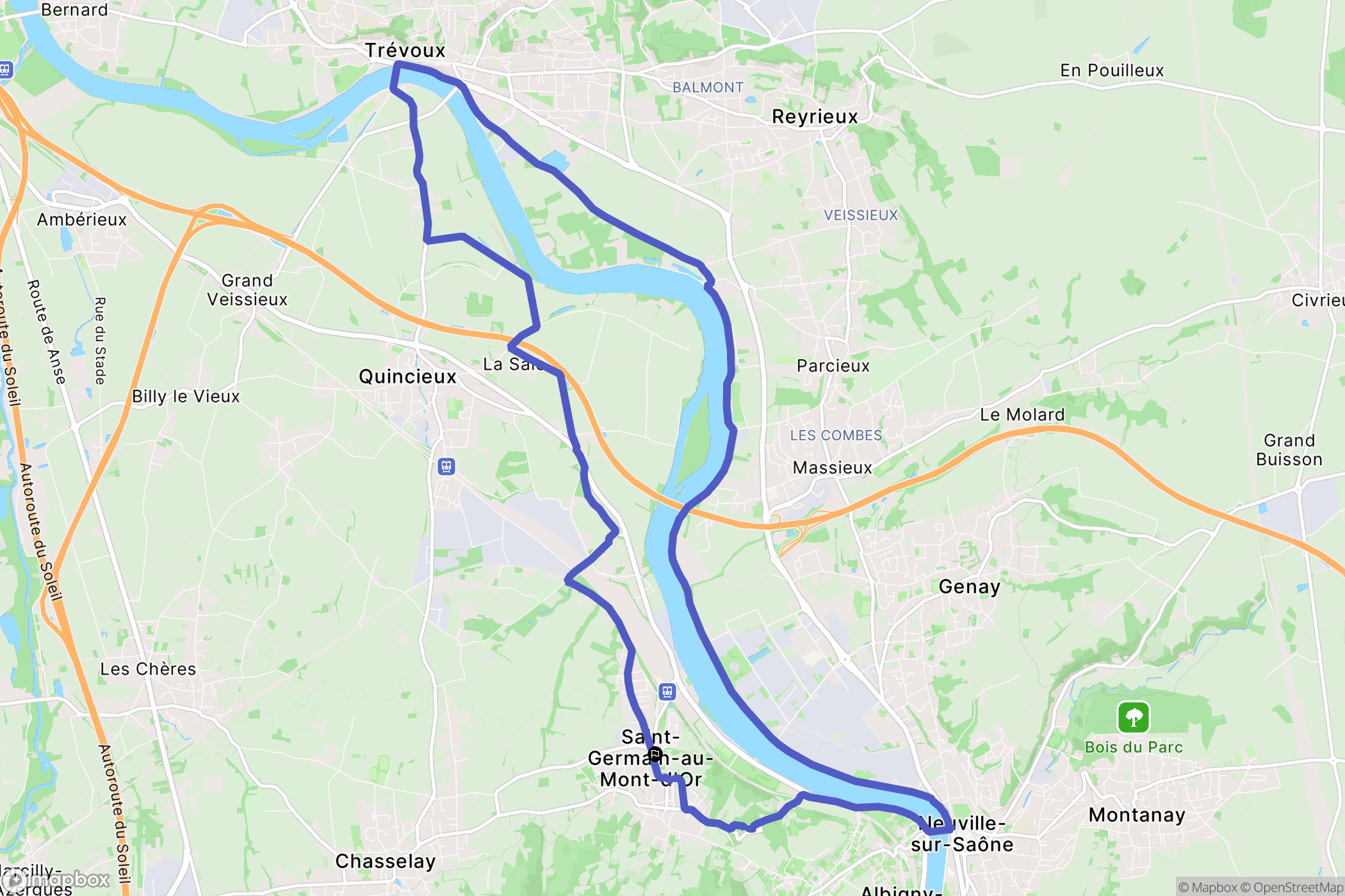 Saint-Germain-au-Mont-d'Or : carte du parcours de randonnée - France