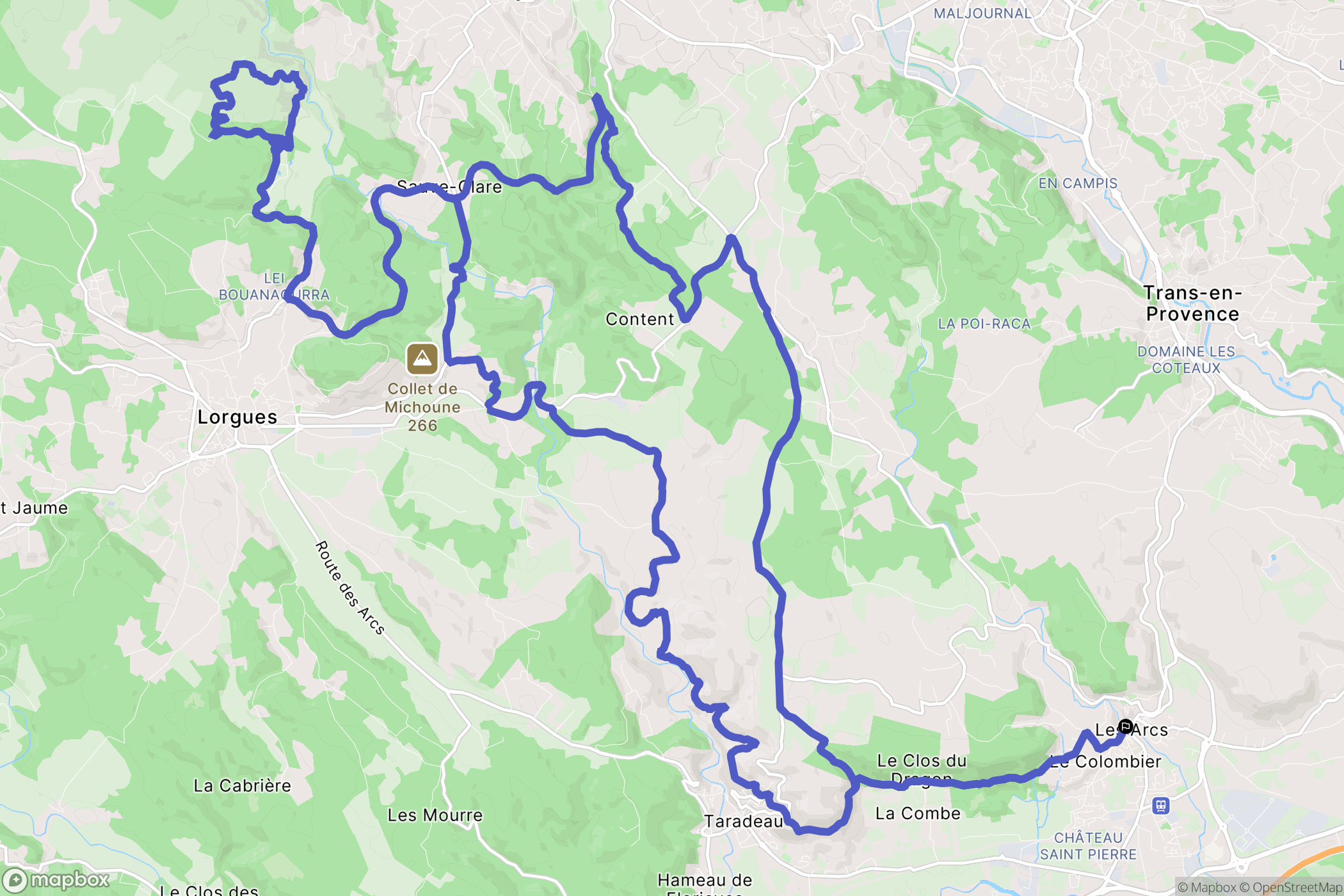 Les Arcs : carte du parcours de randonnée - France