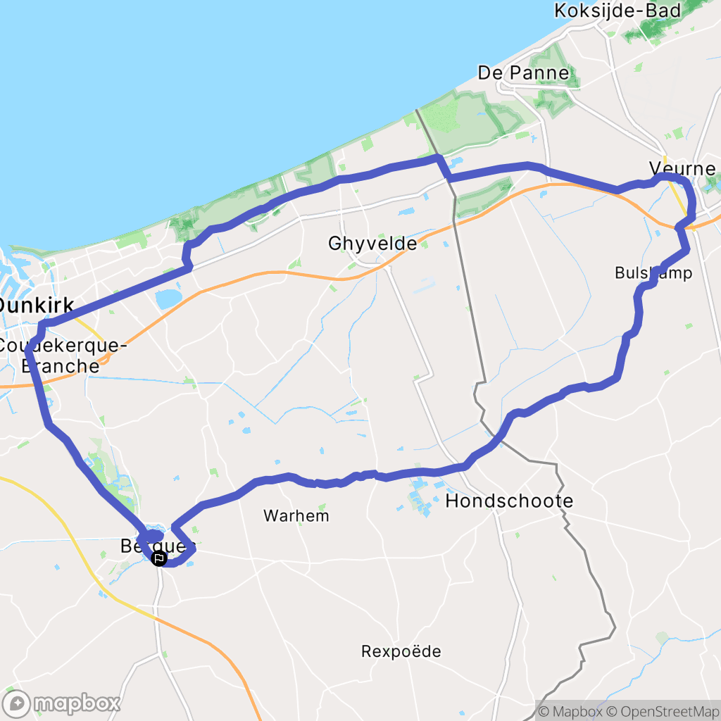 Bergues : carte du parcours de randonnée - France
