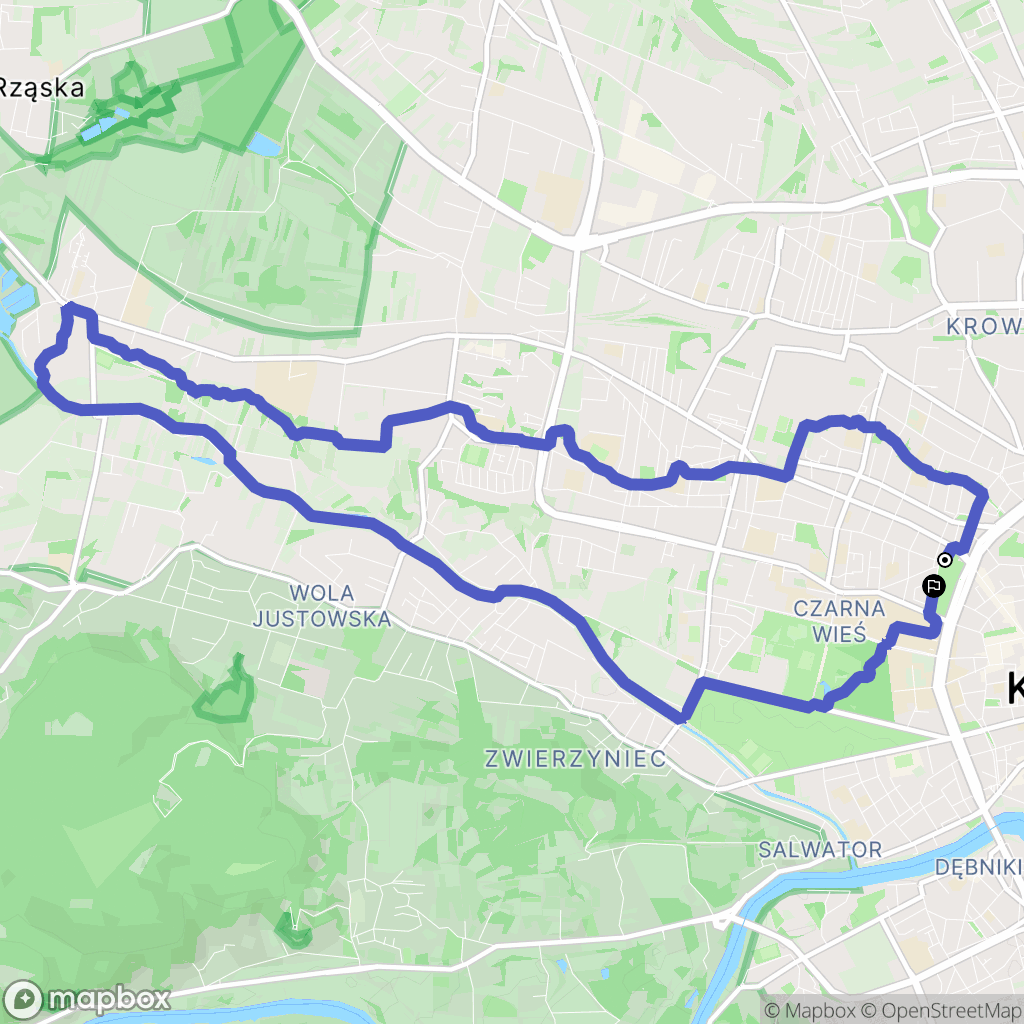 Kraków: mapa trasy - Poland