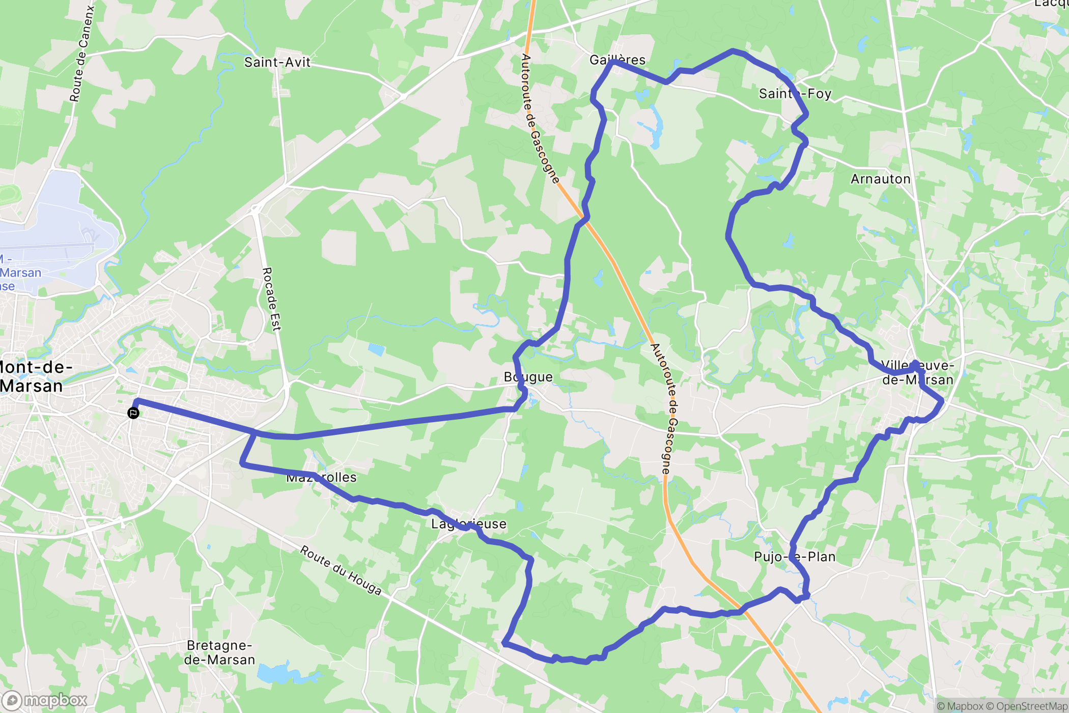 Mont-de-Marsan : carte du parcours de randonnée - France