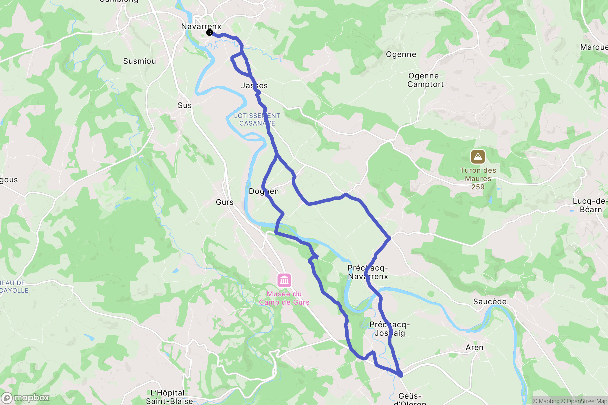 Navarrenx : carte du parcours de randonnée - France