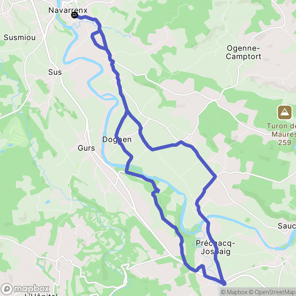Navarrenx : carte du parcours de randonnée - France