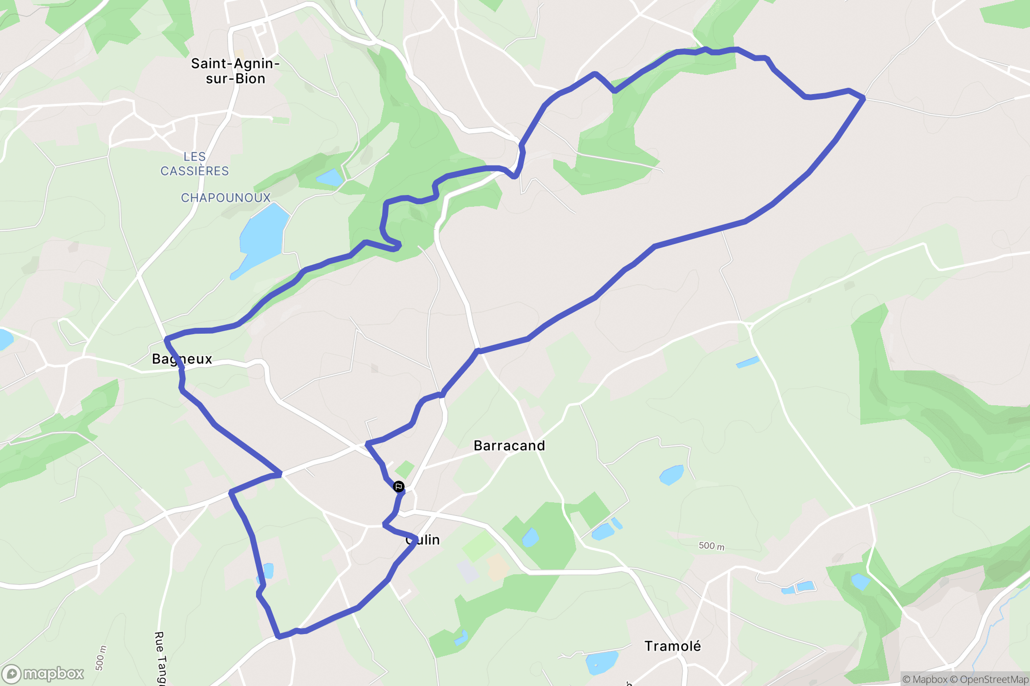 Culin : carte du parcours de randonnée - France