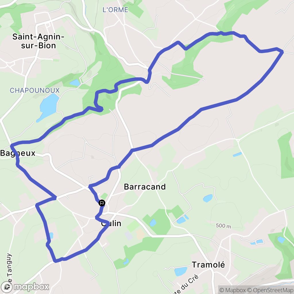 Culin : carte du parcours de randonnée - France