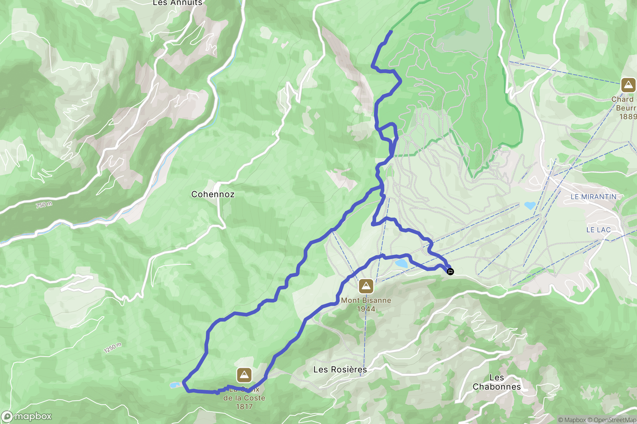 Villard-sur-Doron : carte du parcours de randonnée - France