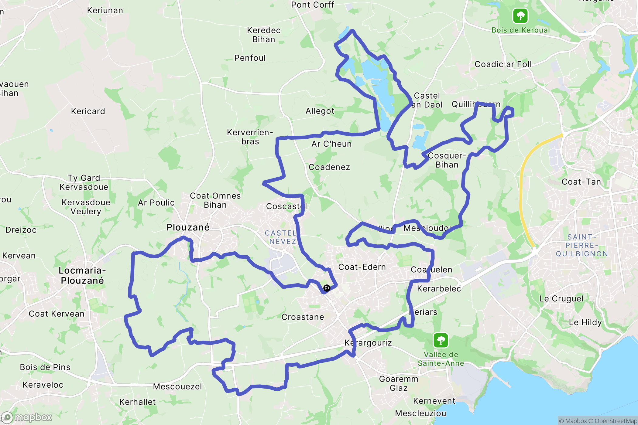 Plouzané : carte du parcours de randonnée - France