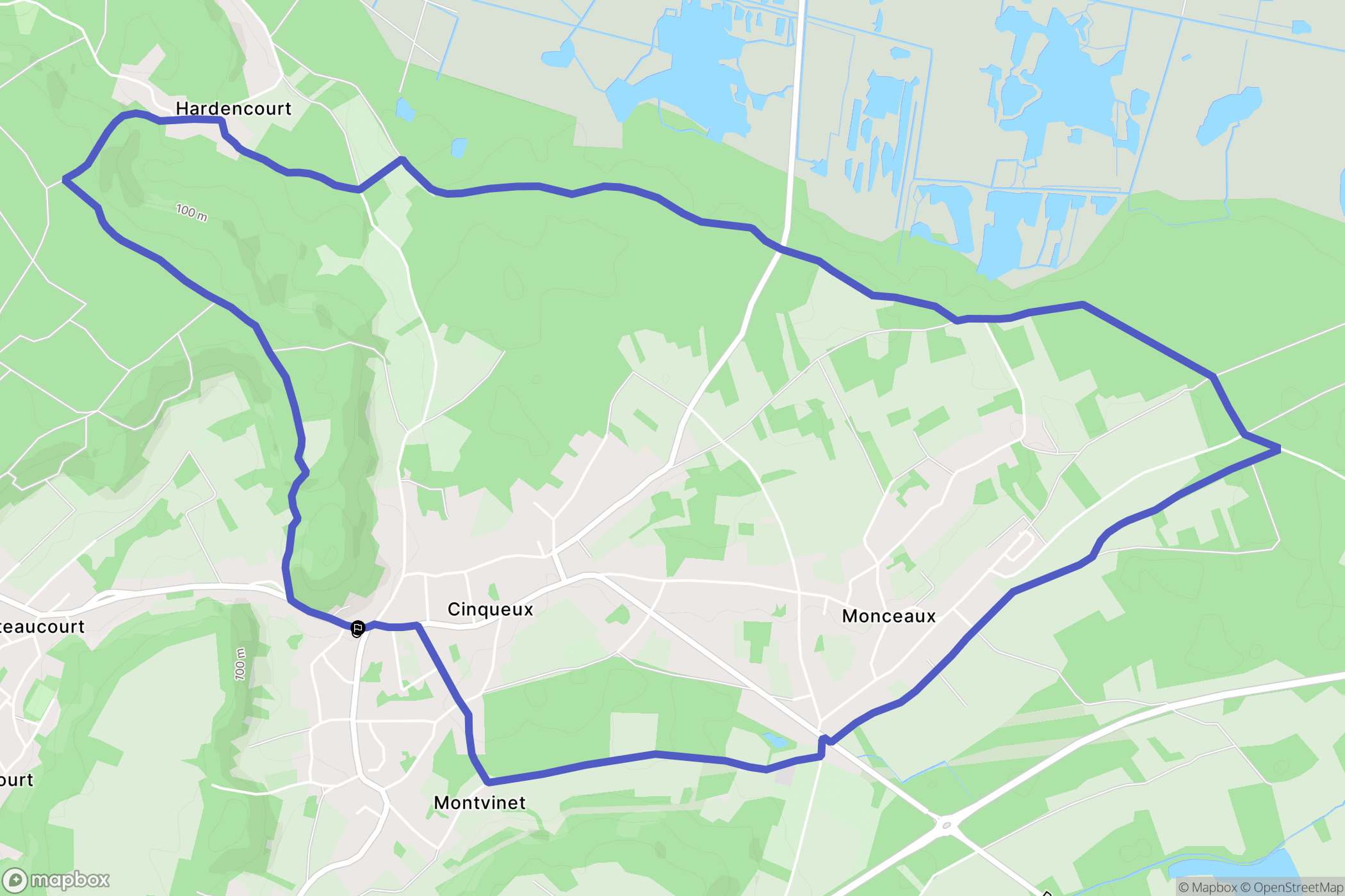 Cinqueux : carte du parcours de randonnée - France