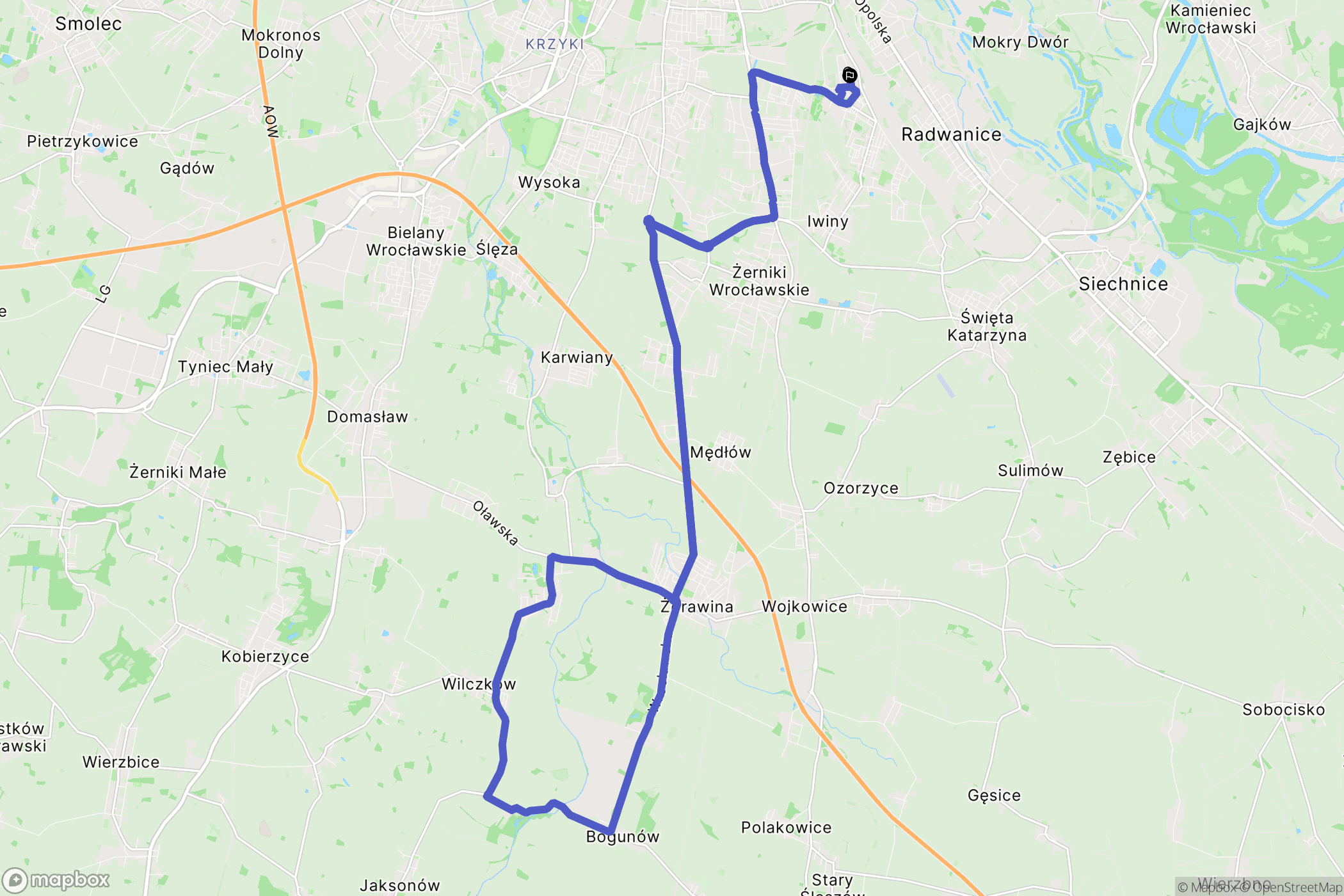 Wrocław: mapa trasy - Poland