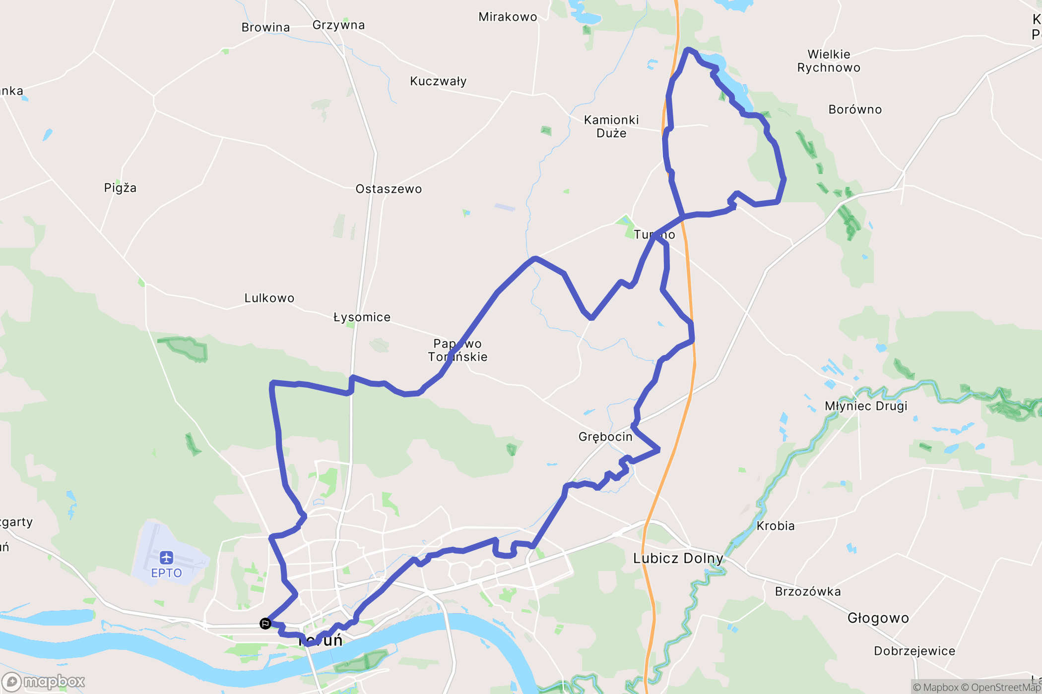 Toruń: mapa trasy - Poland