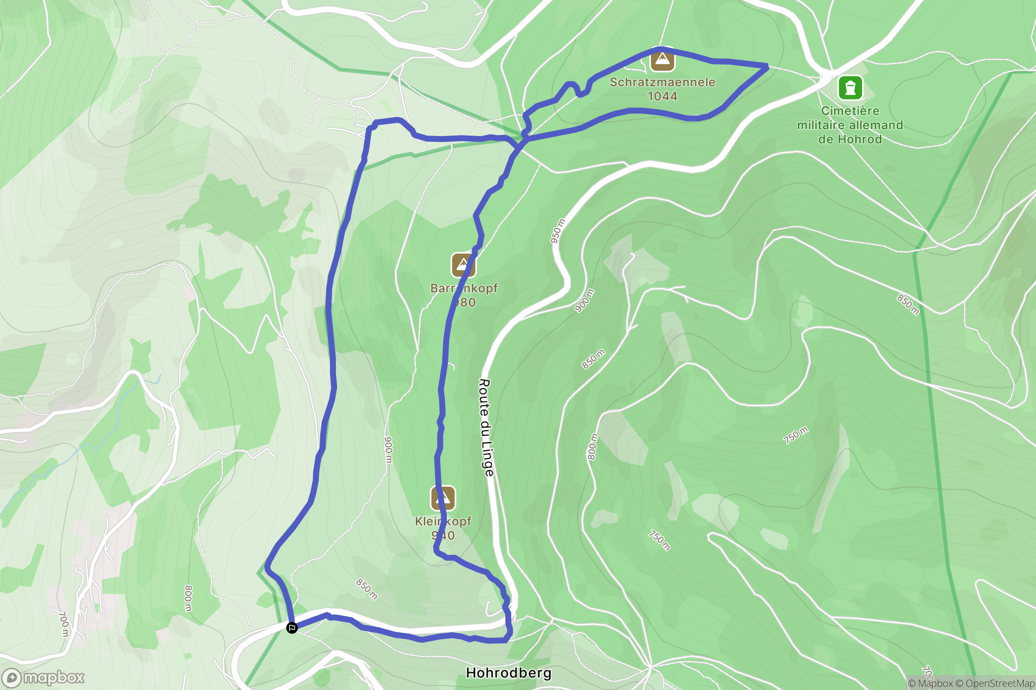Hohrod : carte du parcours de randonnée - France