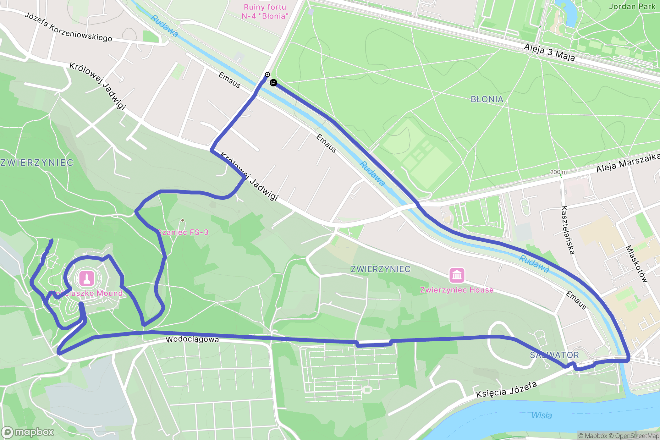 Kraków: mapa trasy - Poland