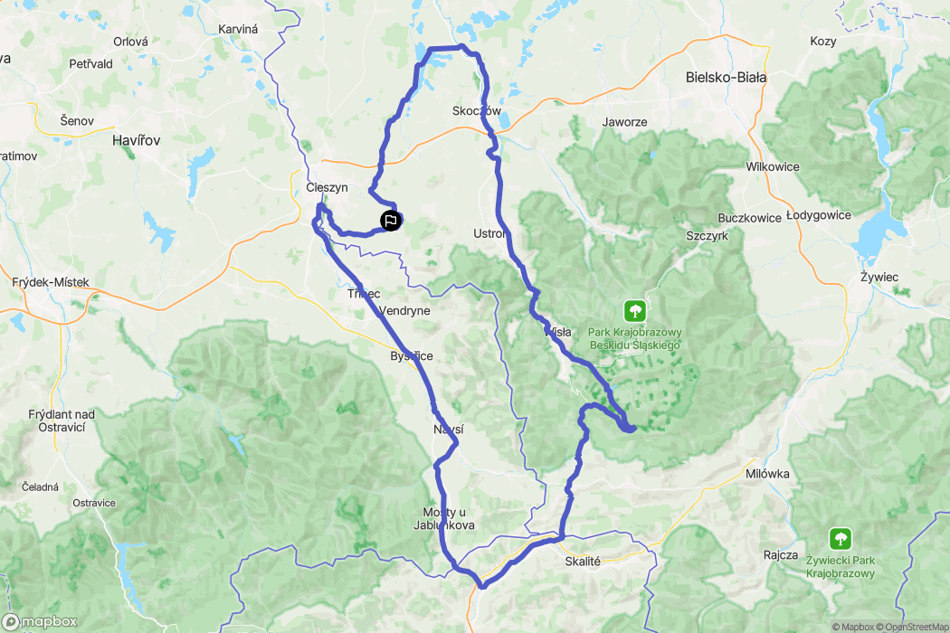 Dzięgielów: mapa trasy - Poland