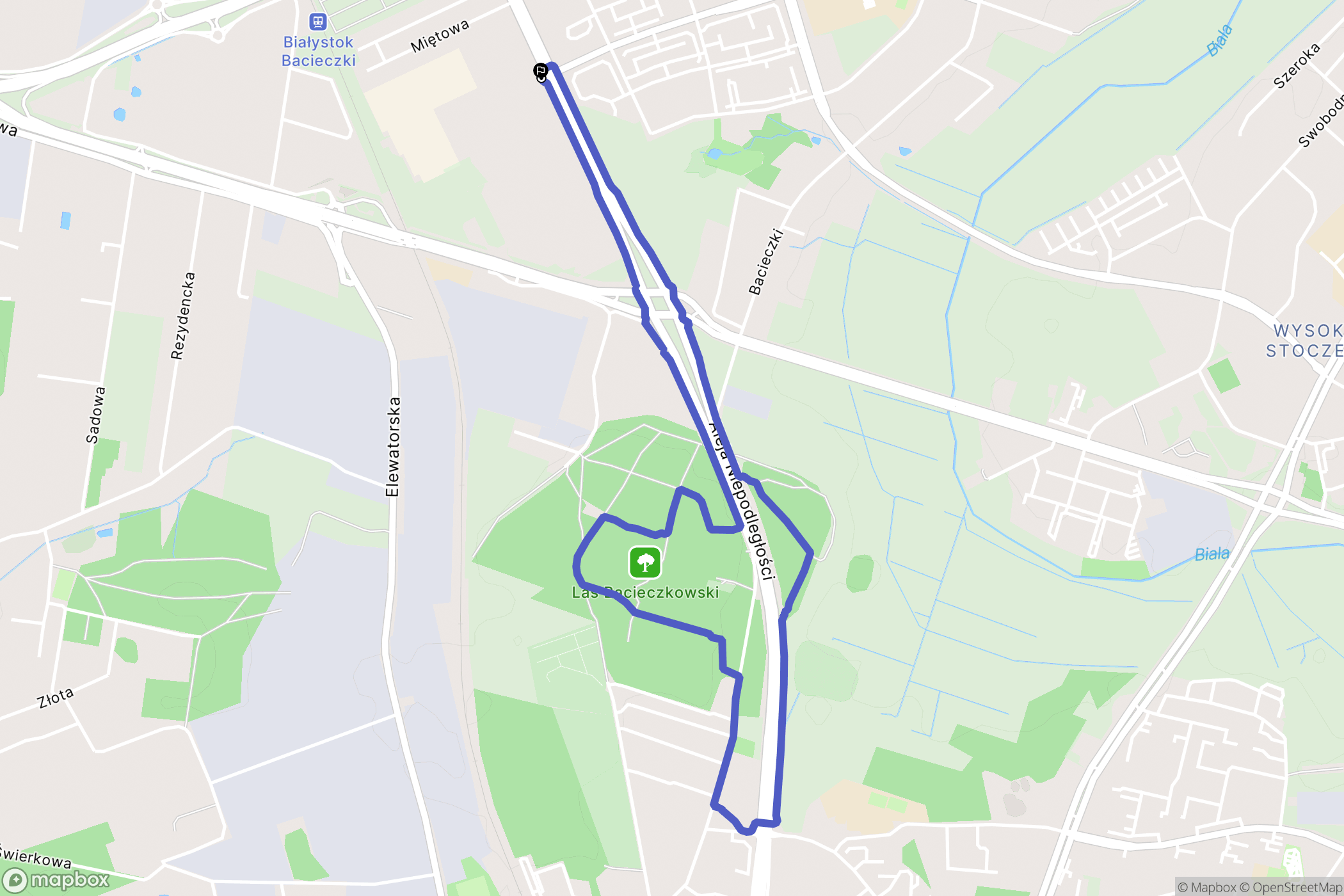 Białystok: mapa trasy - Poland