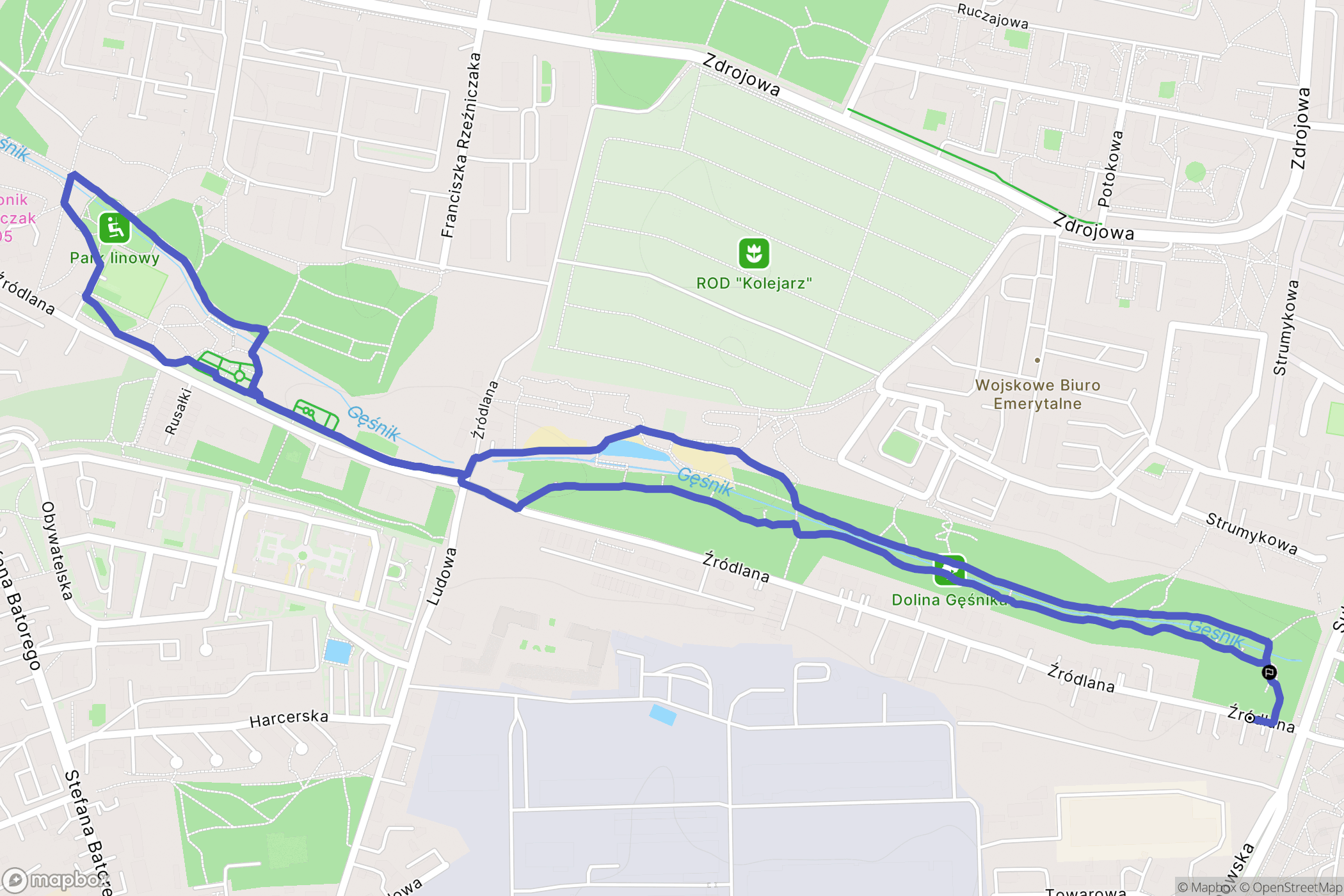Zielona Góra: mapa trasy - Poland