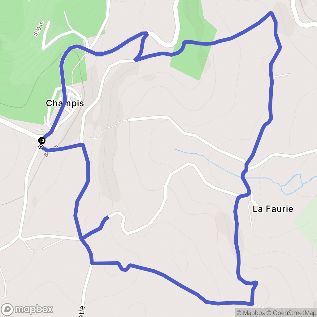 Champis : carte du parcours de randonnée - France