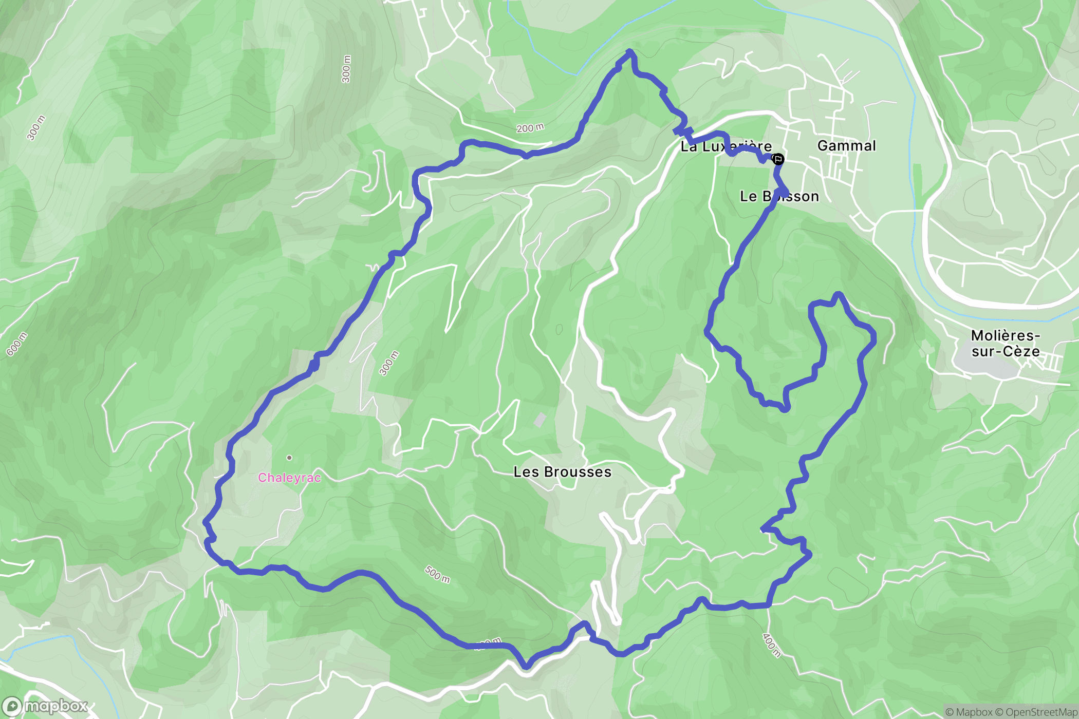 Molières-sur-Cèze : carte du parcours de randonnée - France