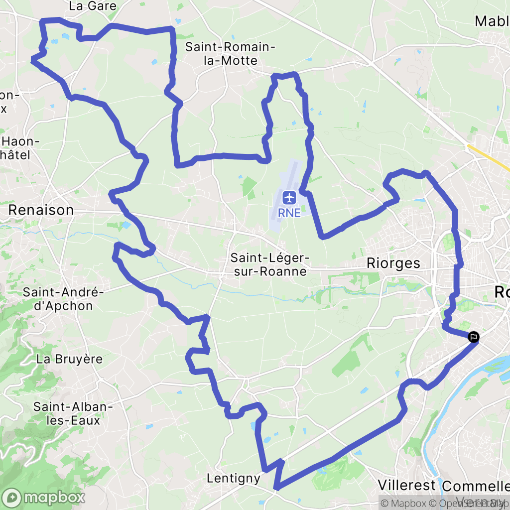 Roanne : carte du parcours de randonnée - France