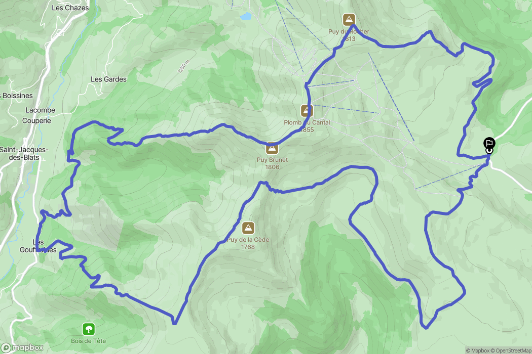 Albepierre-Bredons : carte du parcours de randonnée - France