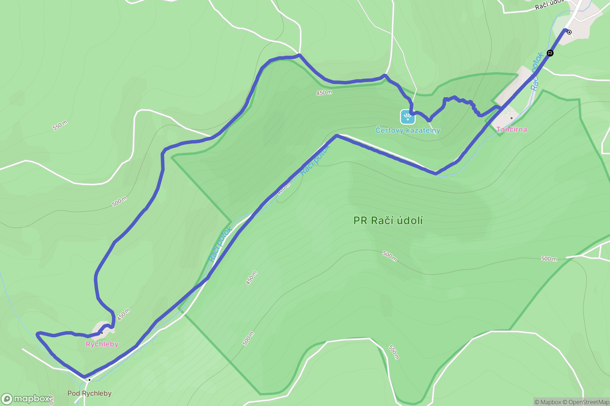 Uhelná: mapa trasy - Czechia