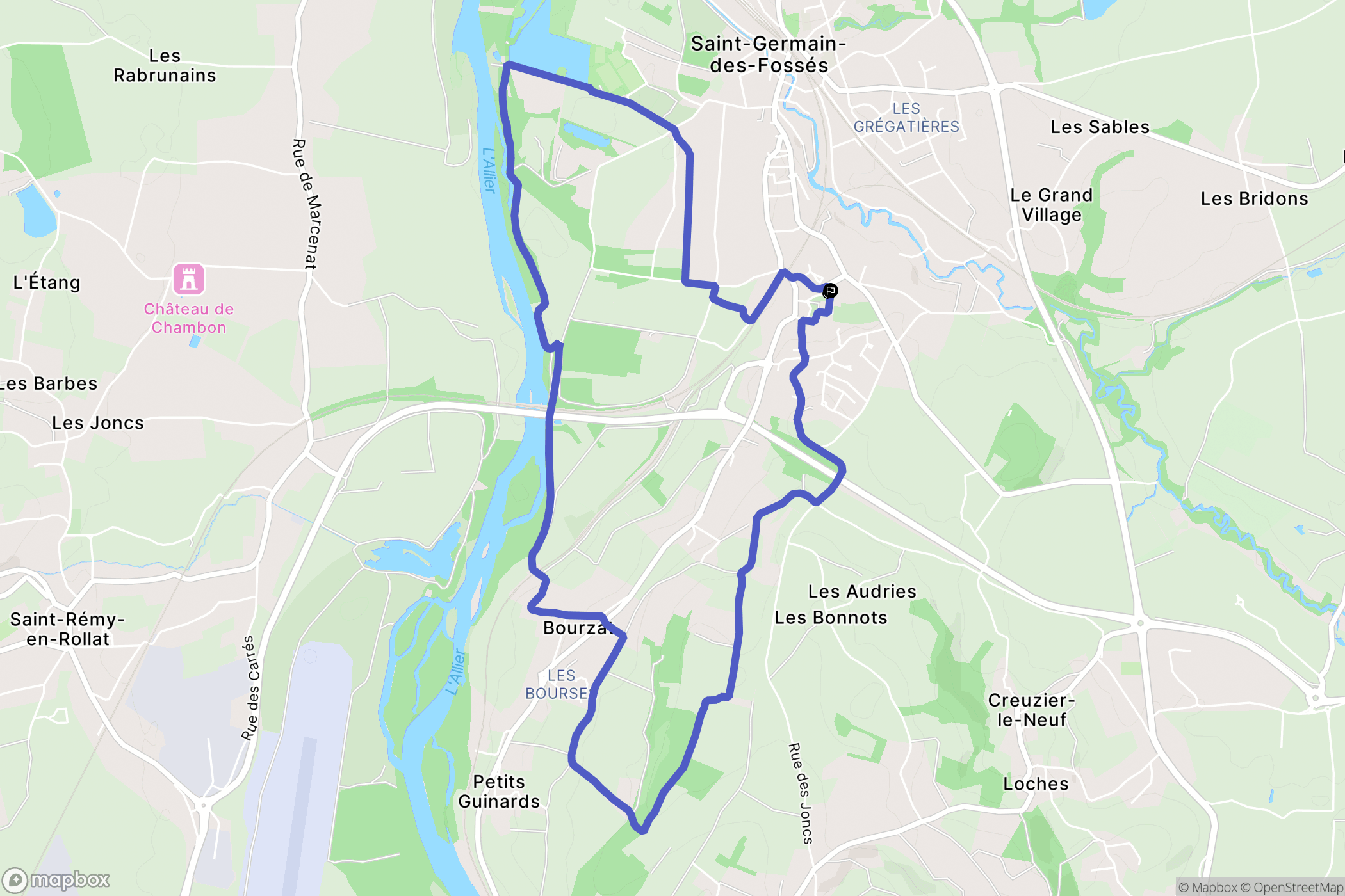Saint-Germain-des-Fossés : carte du parcours de randonnée - France