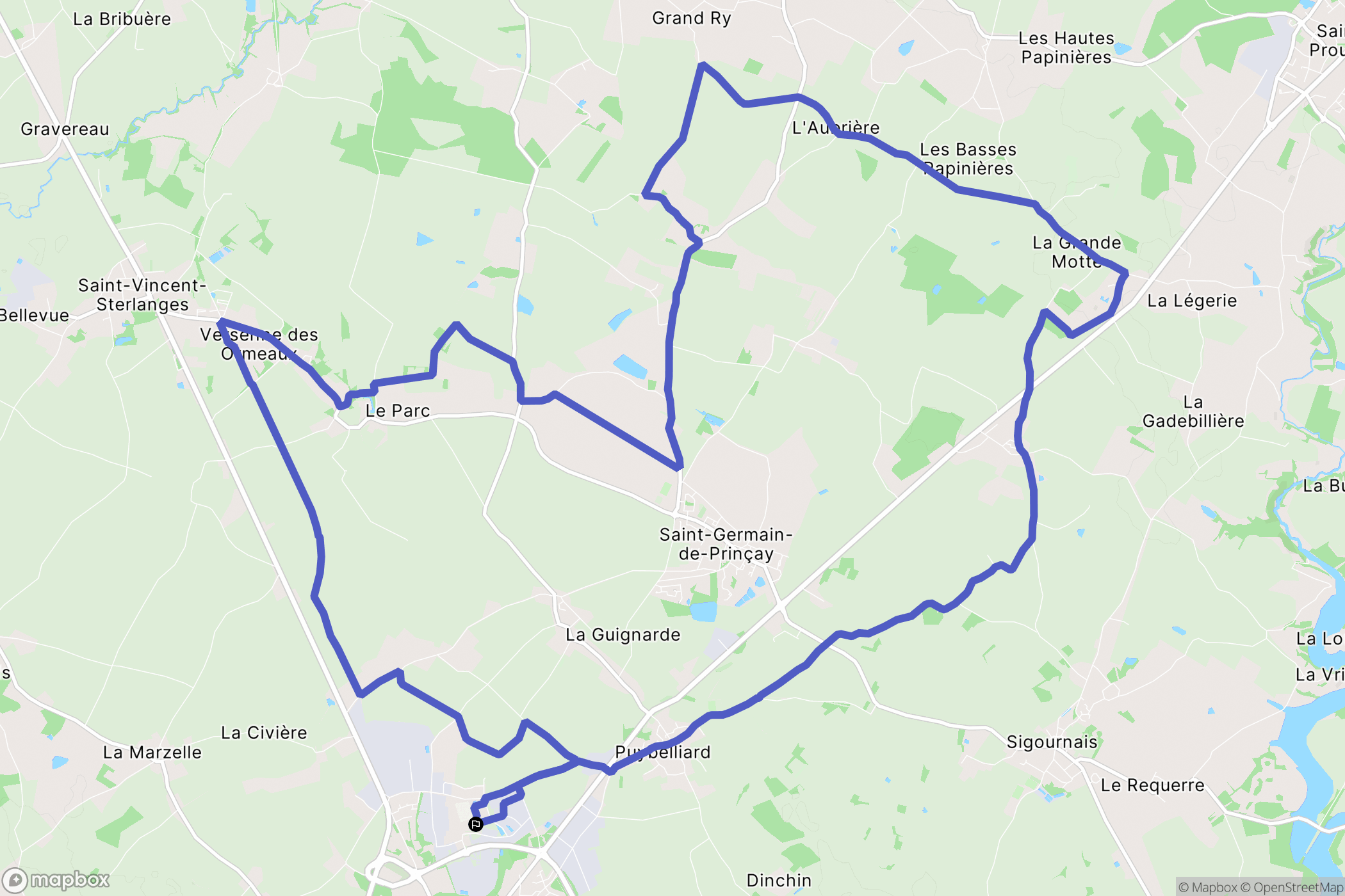 Chantonnay : carte du parcours de randonnée - France