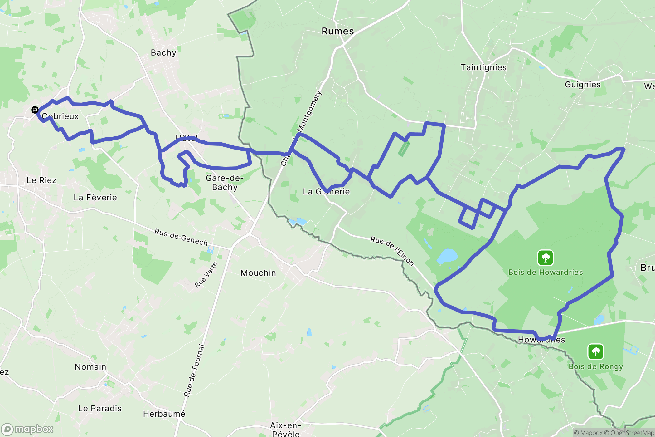 Cobrieux : carte du parcours de randonnée - France