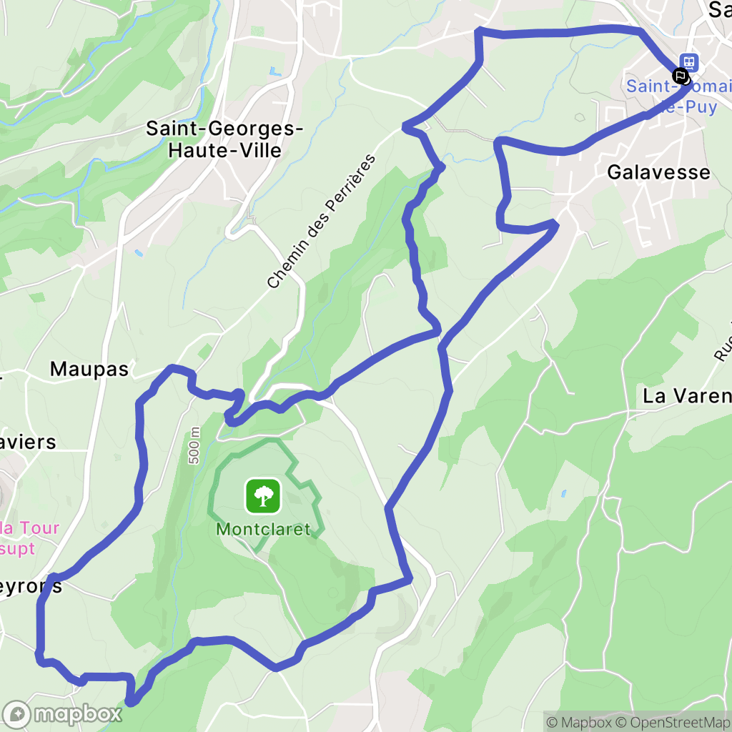 Saint-Romain-le-Puy : carte du parcours de randonnée - France
